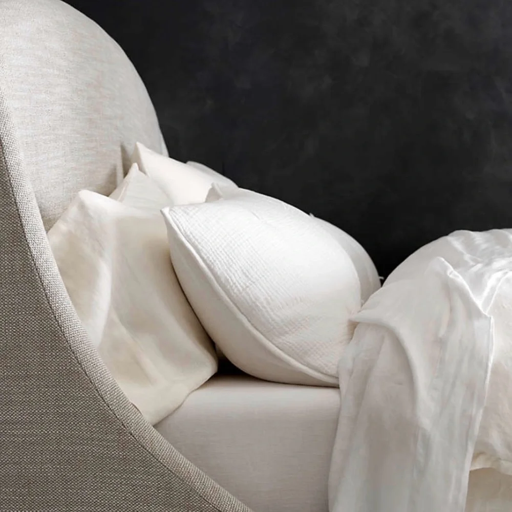 Crate and Barrel Aire Crinkle Gauze Organic Cotton Linen Blend Standard Sham